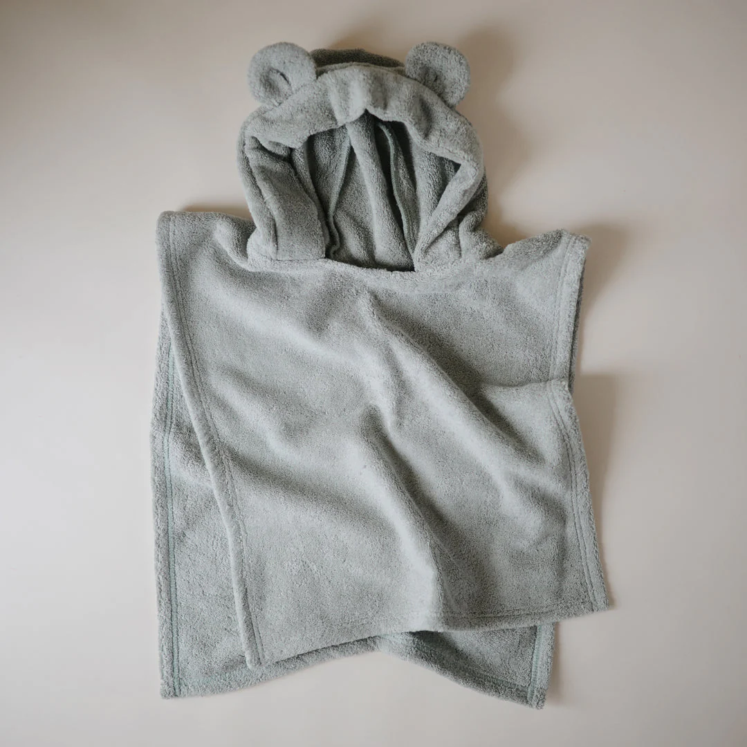 Organic Cotton Bear Poncho Towel - Moss by Mushie & Co - Image 2