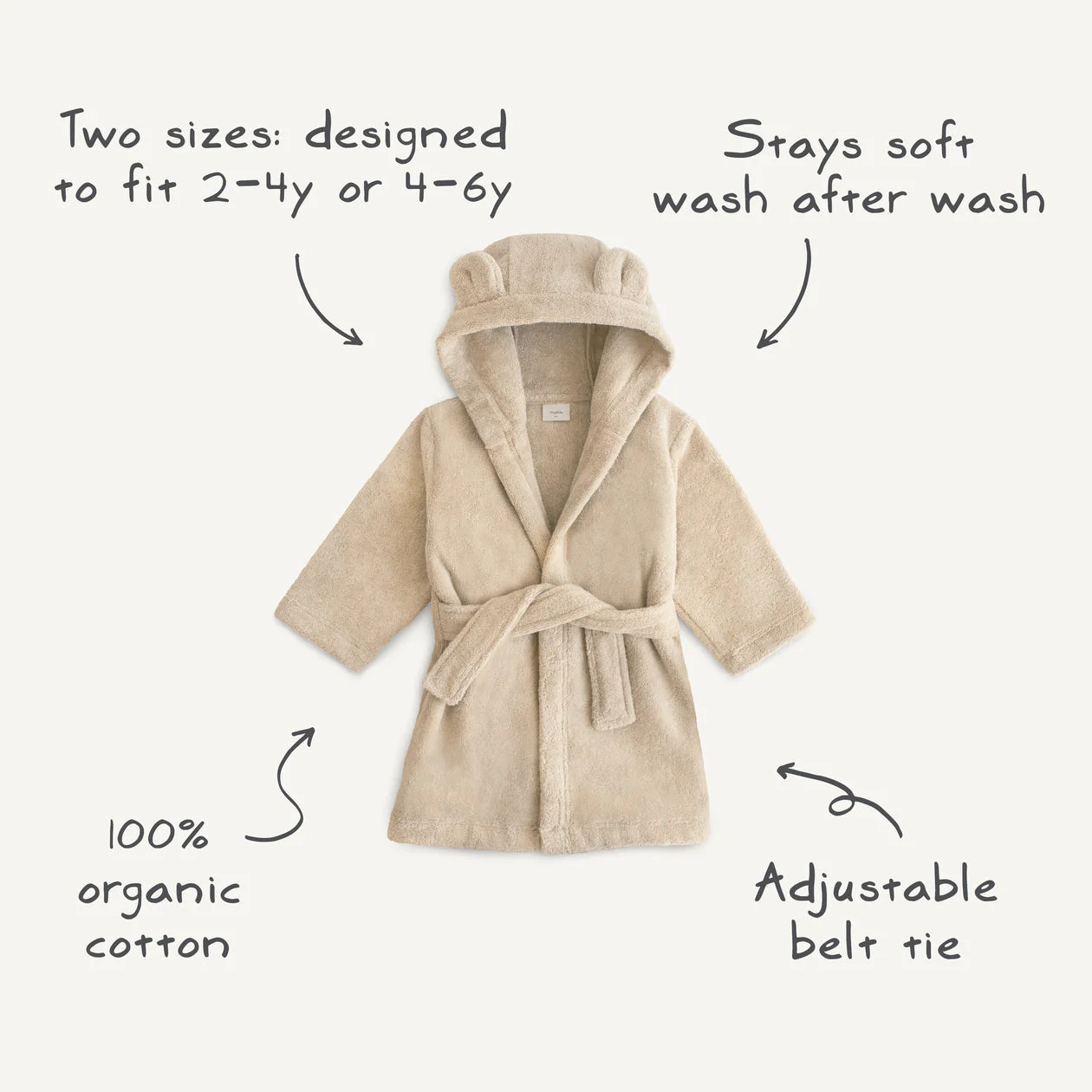 Organic Cotton Bear Robe - Moss by Mushie & Co - Image 3