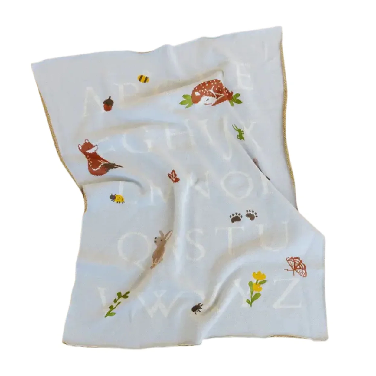 Organic Cotton Blanket - Abc Woodland by The Blueberry Hill