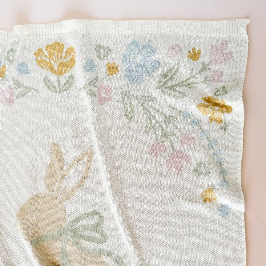 Organic Cotton Blanket - Pastel Bunny by The Blueberry Hill - Image 3