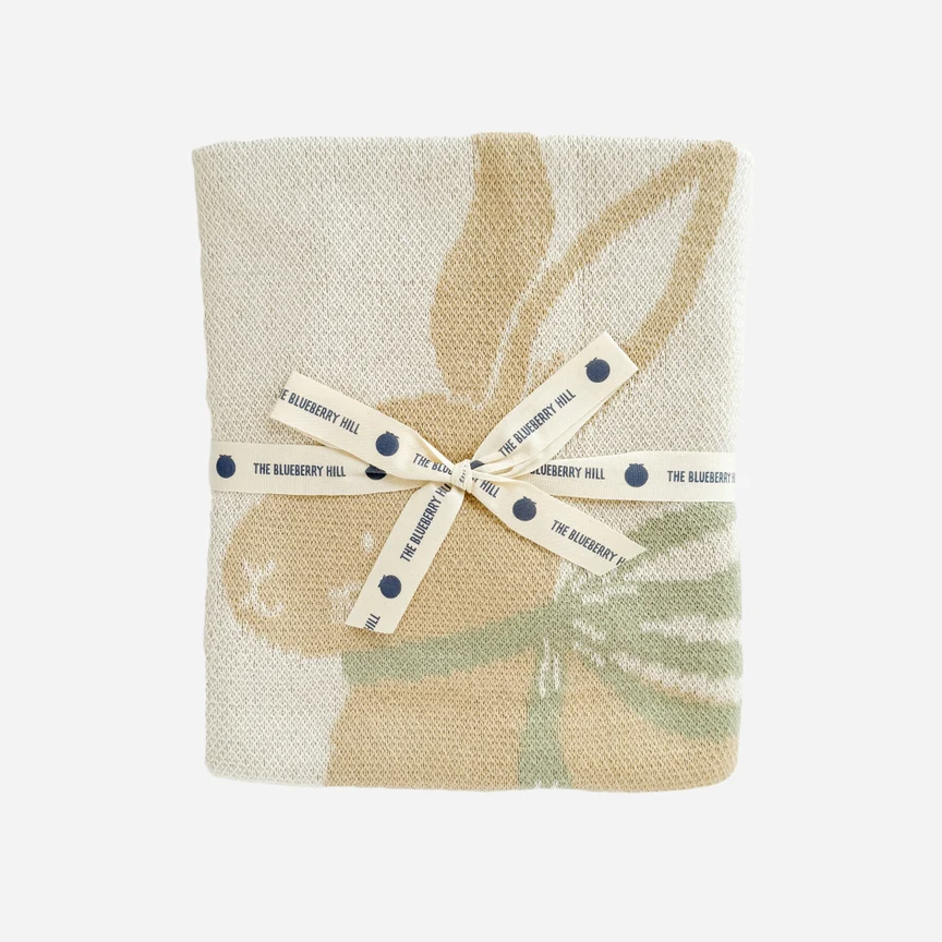 Organic Cotton Blanket - Pastel Bunny by The Blueberry Hill - Image 4