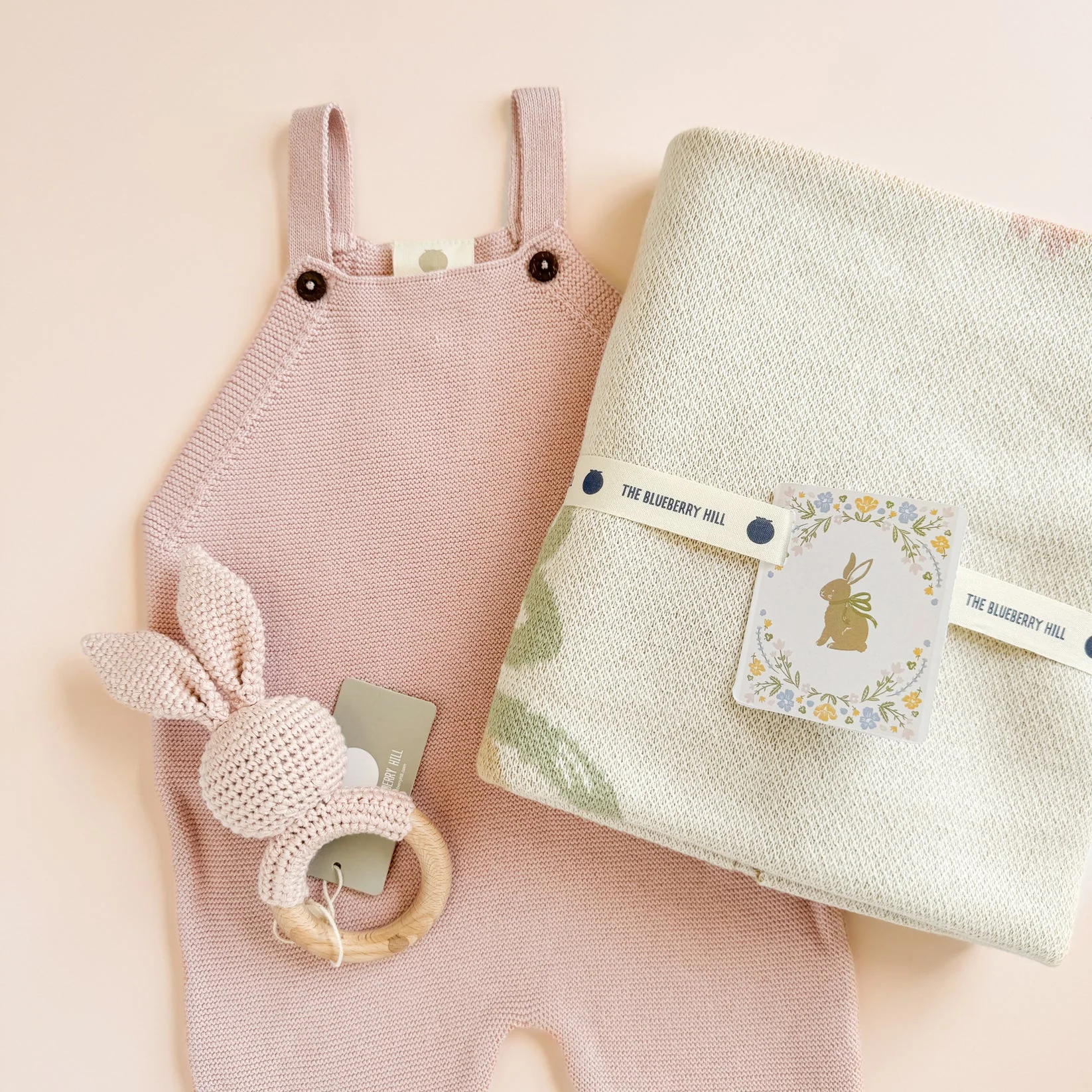 Organic Cotton Blanket - Pastel Bunny by The Blueberry Hill - Image 7
