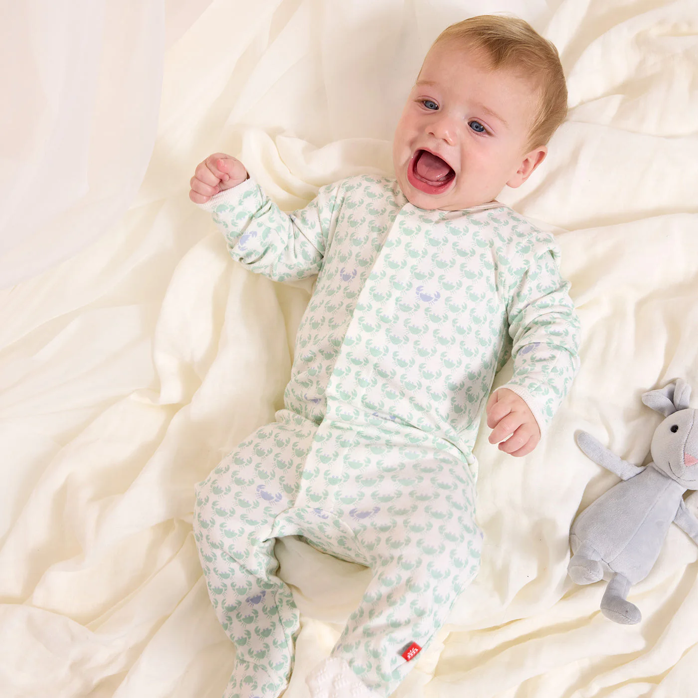 Organic Cotton Footie 4 Pack Bundle - Green Crab Starfish Combo by Magnetic Me - Image 4