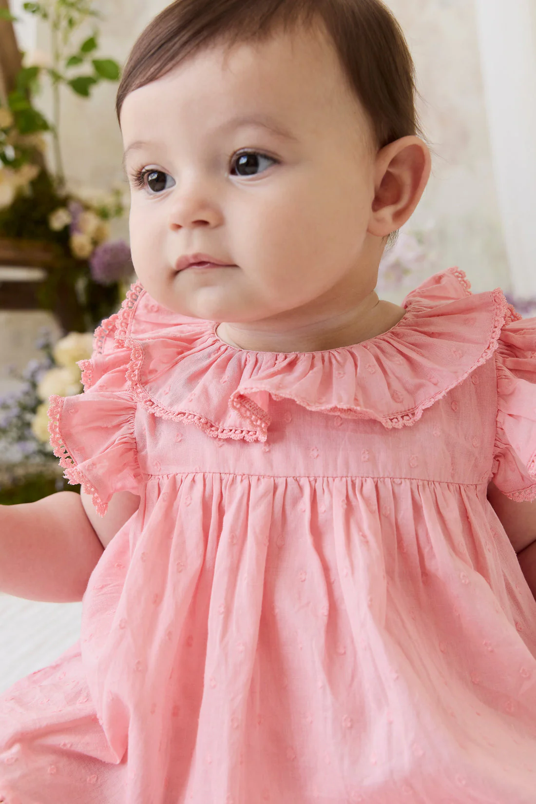 Organic Cotton Frannie Playsuit - Swiss Pink by Jamie Kay - FINAL SALE - Image 3