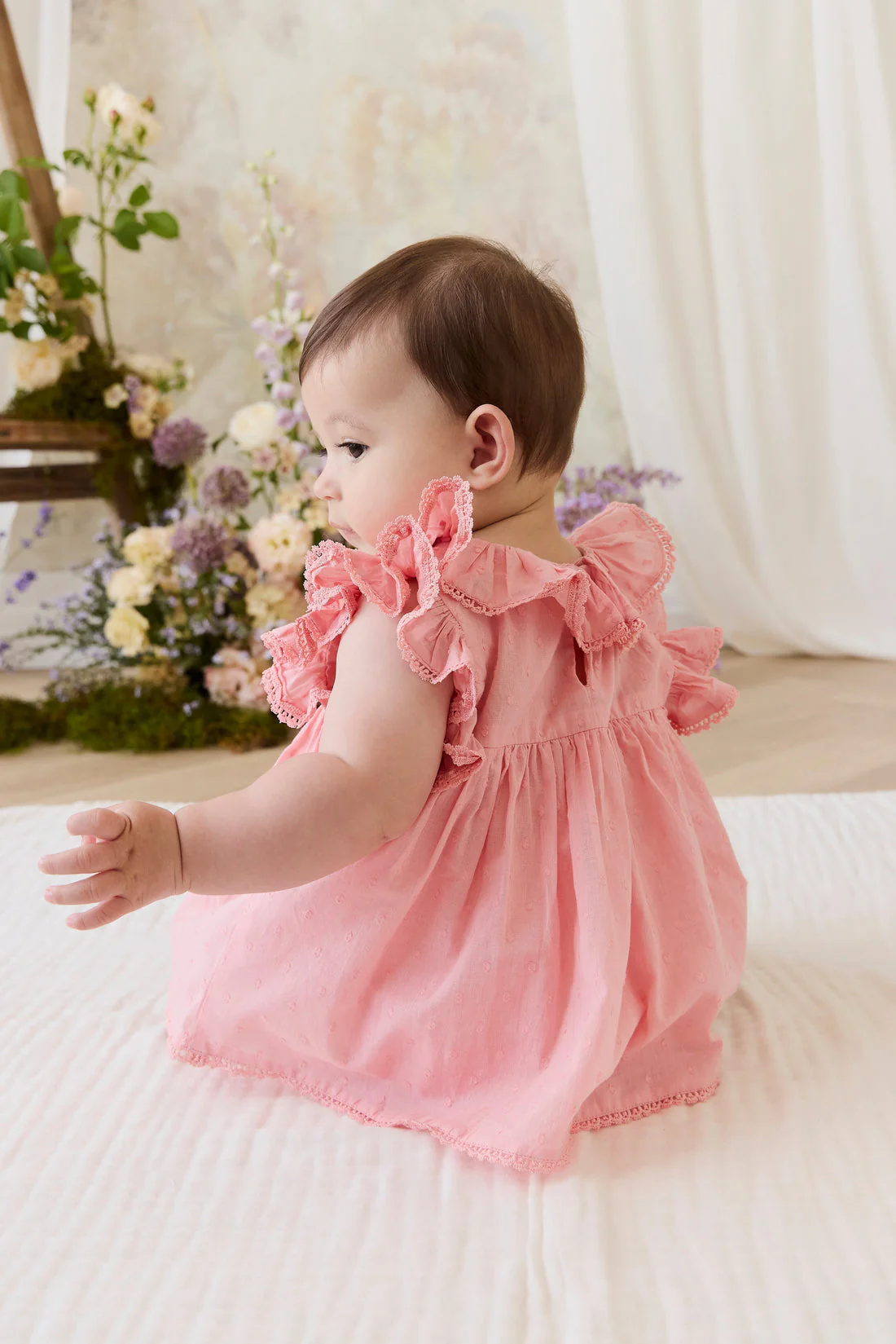 Organic Cotton Frannie Playsuit - Swiss Pink by Jamie Kay - FINAL SALE - Image 4