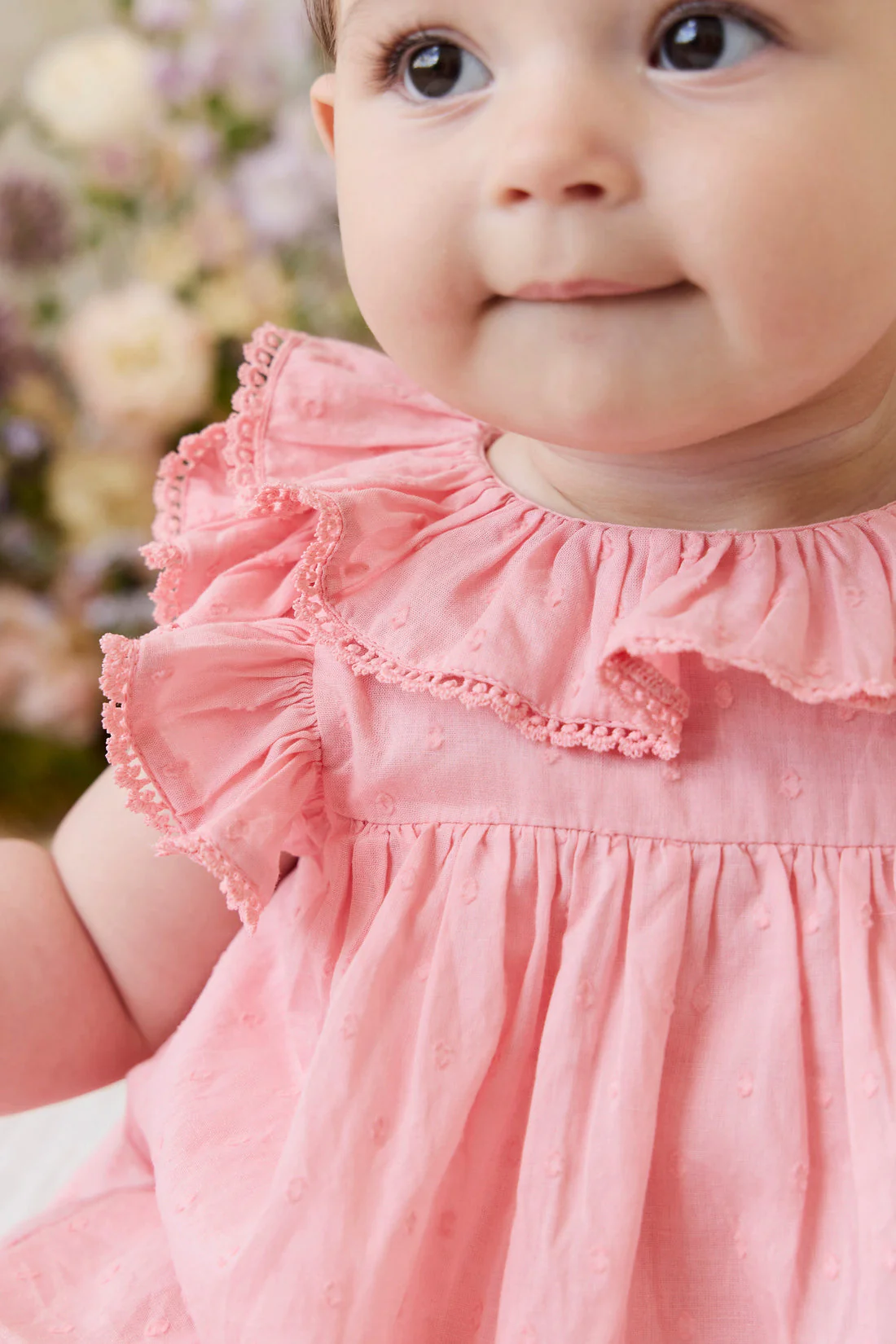 Organic Cotton Frannie Playsuit - Swiss Pink by Jamie Kay - FINAL SALE - Image 5
