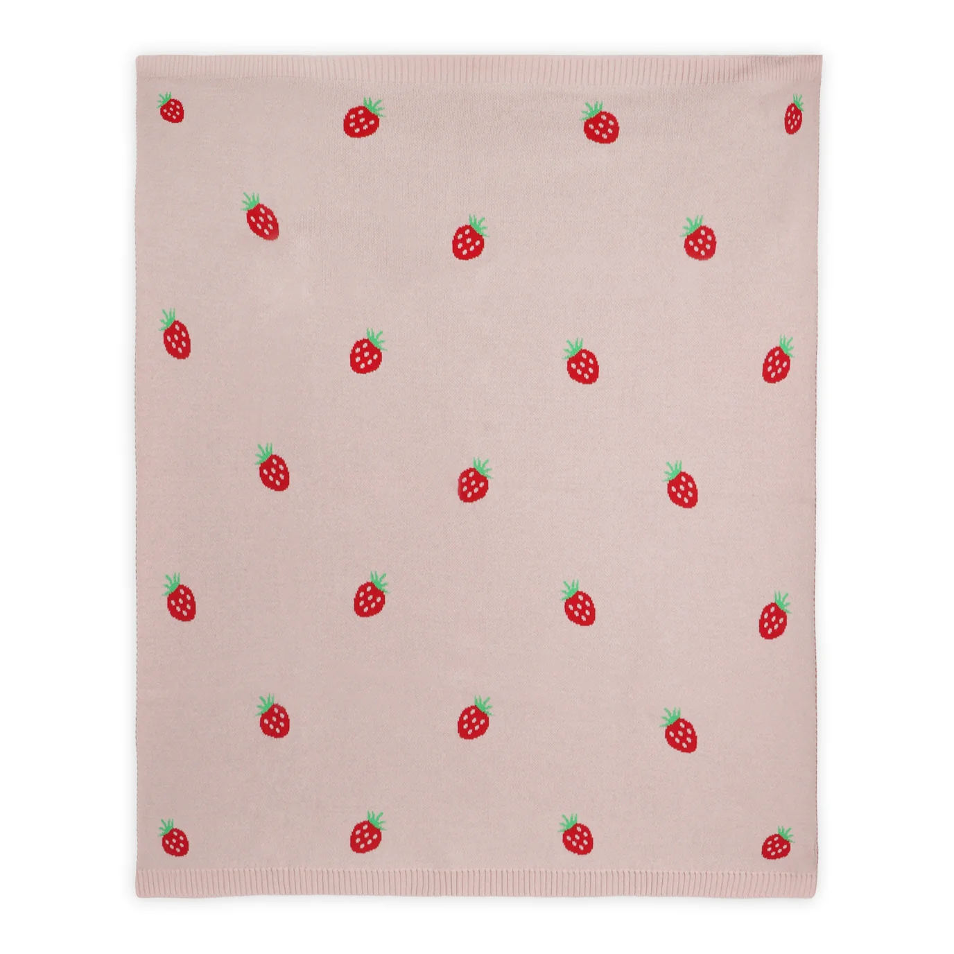 Organic Cotton Jacquard Knit Baby Blanket - Strawberry by Viverano Organics