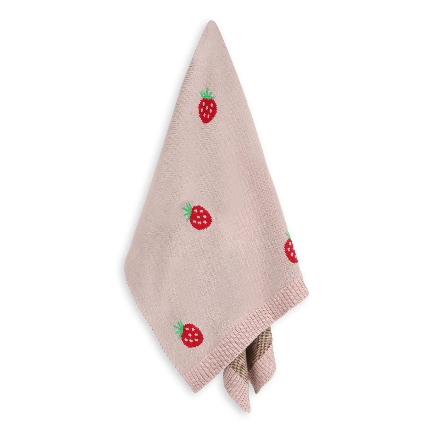 Organic Cotton Jacquard Knit Baby Blanket - Strawberry by Viverano Organics - Image 3