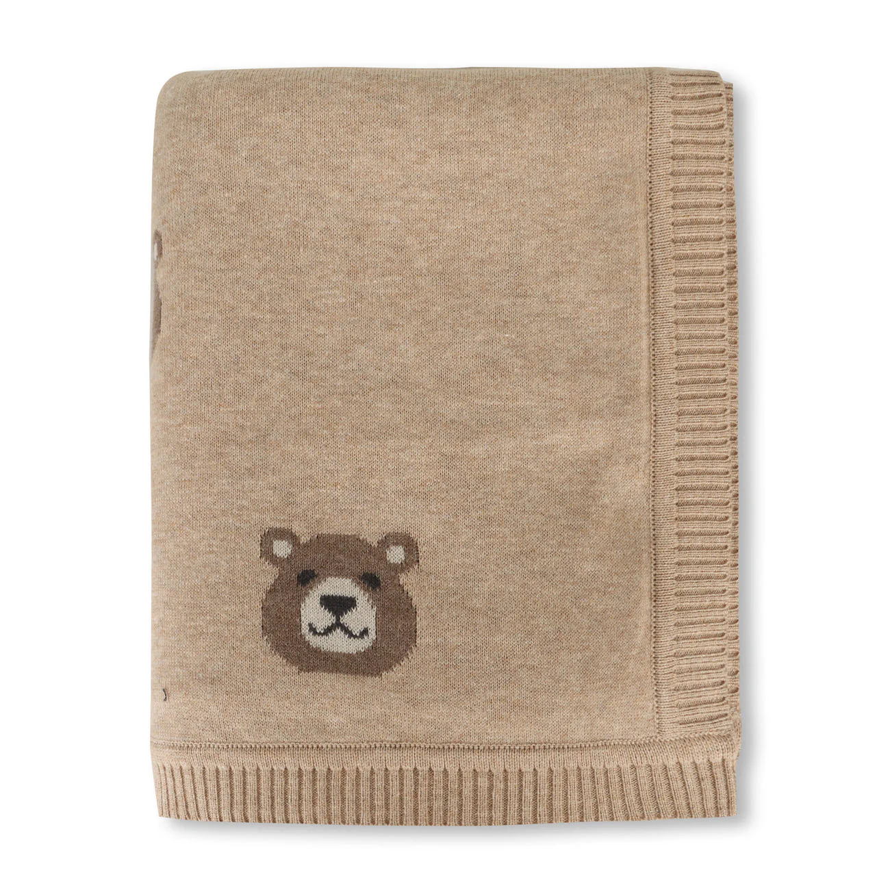 Organic Cotton Jacquard Sweater Knit Baby Blanket - Brown Bear by Viverano Organics - Image 2