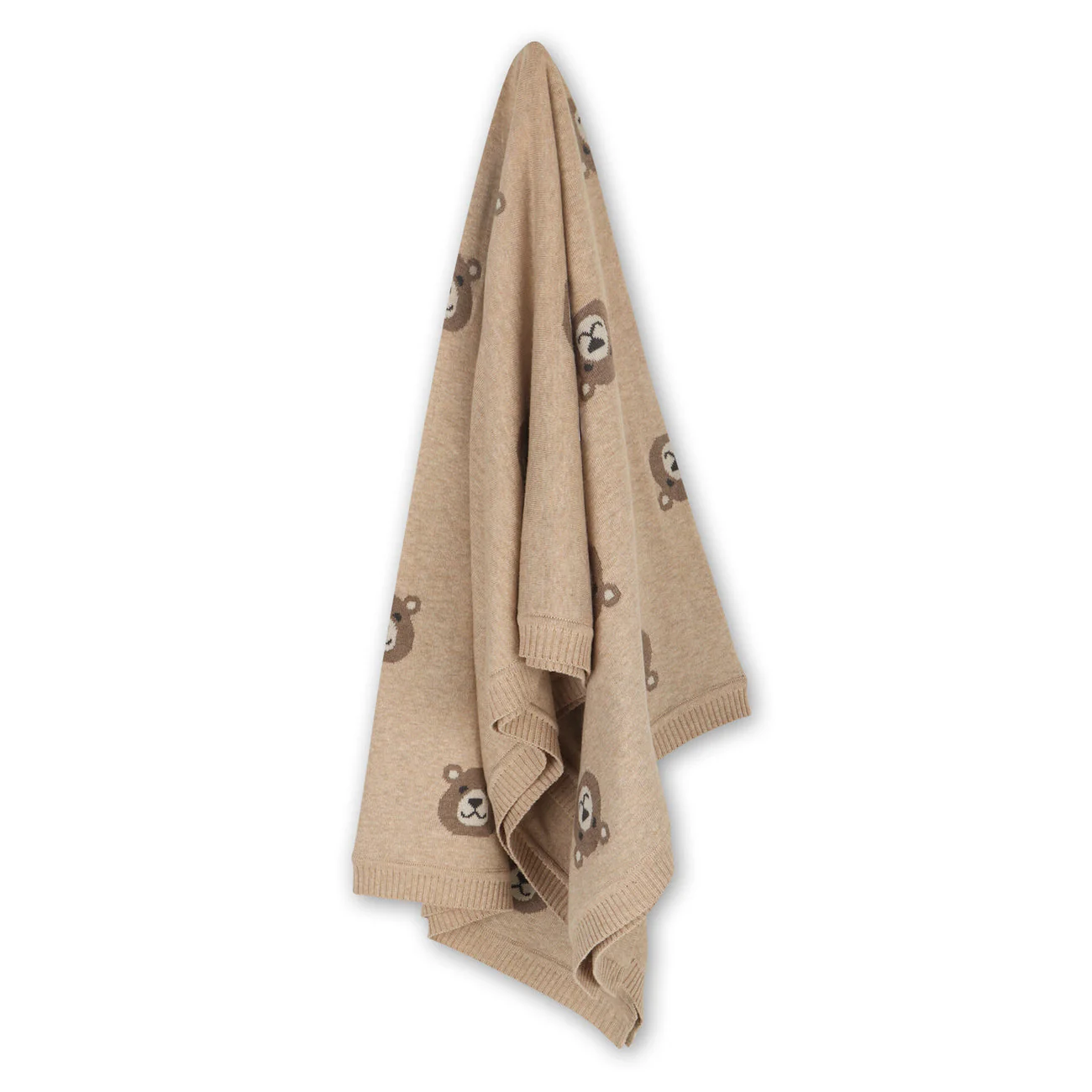 Organic Cotton Jacquard Sweater Knit Baby Blanket - Brown Bear by Viverano Organics - Image 4