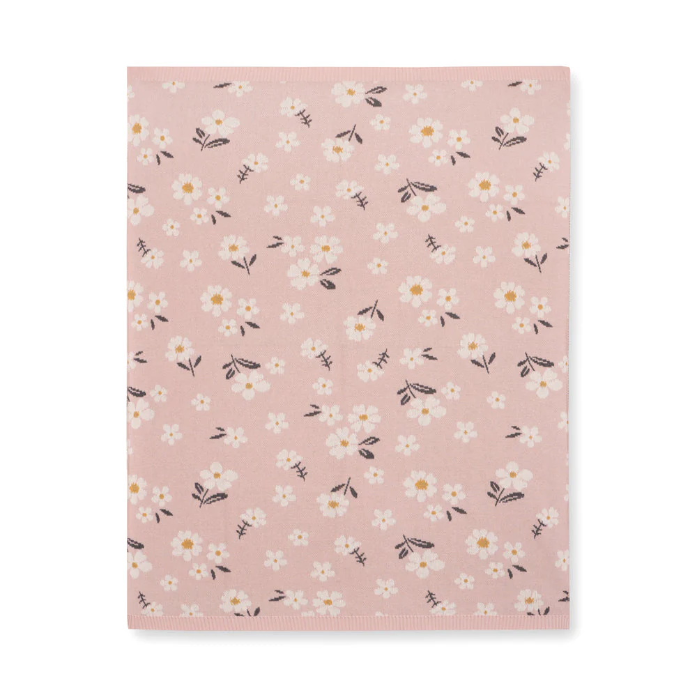 Organic Cotton Jacquard Sweater Knit Baby Blanket - Daisy Floral by Viverano Organics - Image 6