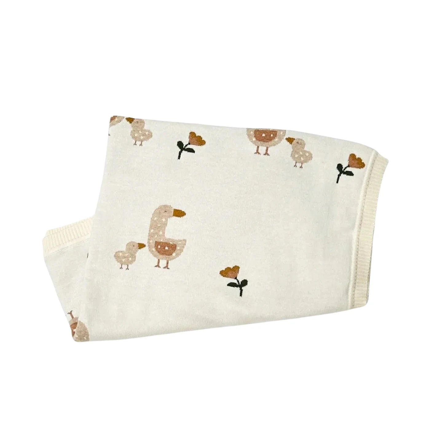 Organic Cotton Jacquard Sweater Knit Baby Blanket - Duck Mommy & Me by Viverano Organics