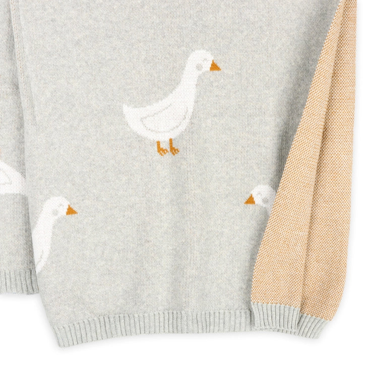 Organic Cotton Jacquard Sweater Knit Baby Blanket - Duck Waddle by Viverano Organics - Image 2