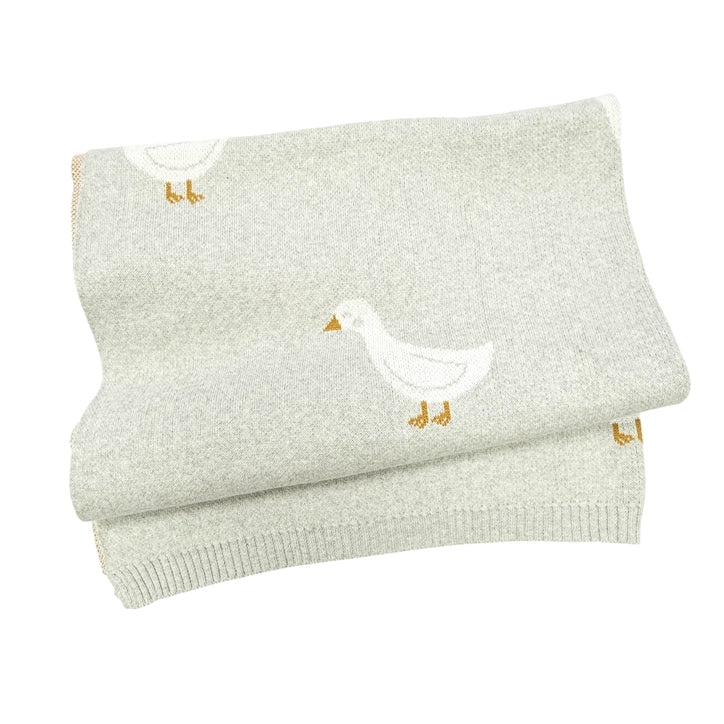 Organic Cotton Jacquard Sweater Knit Baby Blanket - Duck Waddle by Viverano Organics - Image 3