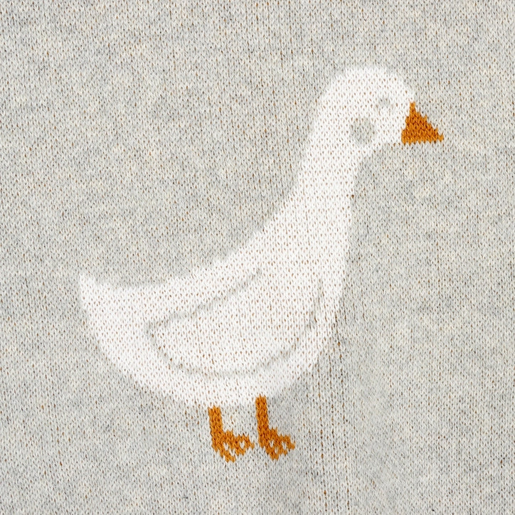 Organic Cotton Jacquard Sweater Knit Baby Blanket - Duck Waddle by Viverano Organics - Image 4