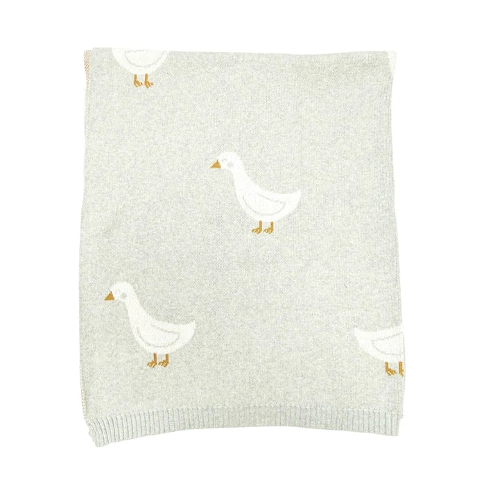 Organic Cotton Jacquard Sweater Knit Baby Blanket - Duck Waddle by Viverano Organics - Image 5