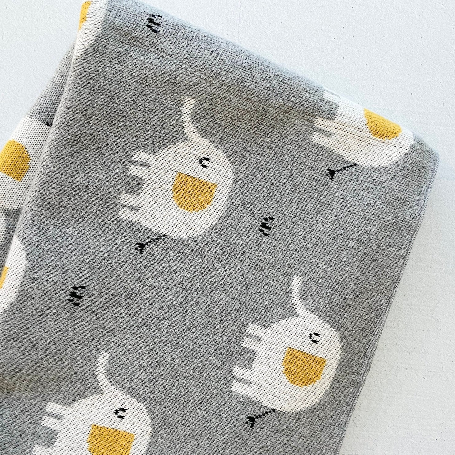 Organic Cotton Jacquard Sweater Knit Baby Blanket - Elephant by Viverano Organics - Image 3