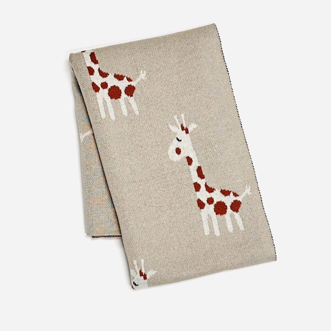 Organic Cotton Jacquard Sweater Knit Baby Blanket - Giraffe by Viverano Organics