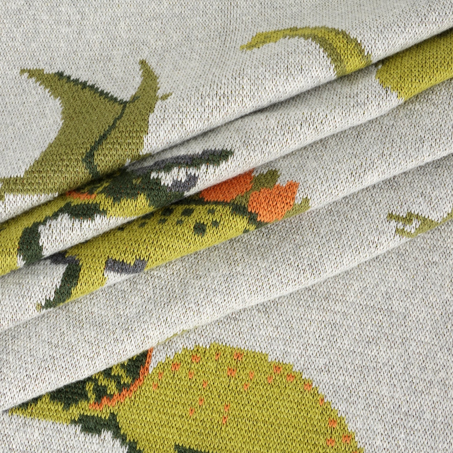 Organic Cotton Jacquard Sweater Knit Baby Blanket - Green Dinosaurs by Viverano Organics - Image 8