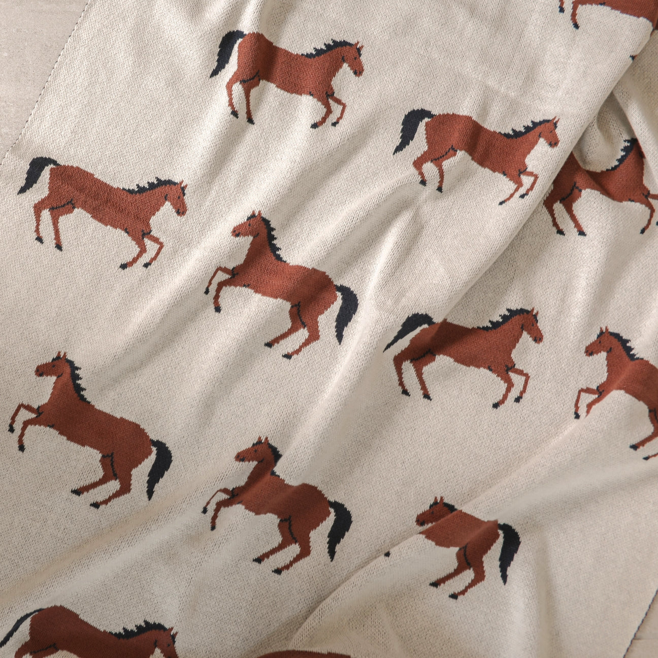 Organic Cotton Jacquard Sweater Knit Baby Blanket - Horse by Viverano Organics - Image 4