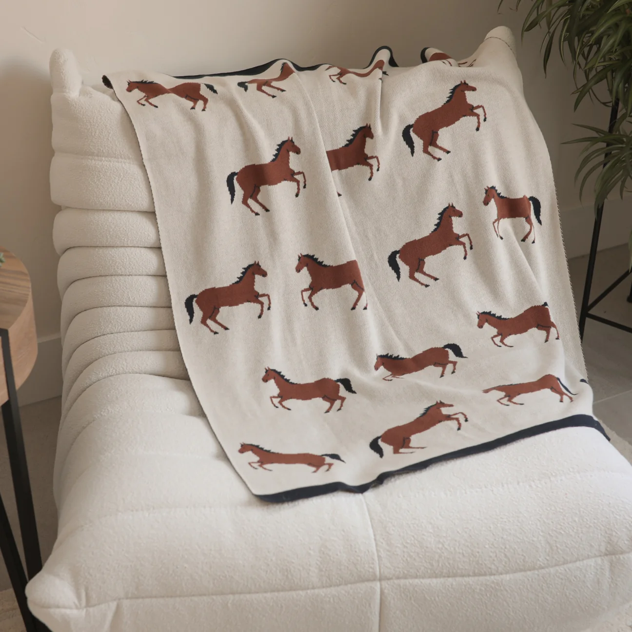 Organic Cotton Jacquard Sweater Knit Baby Blanket - Horse by Viverano Organics - Image 6