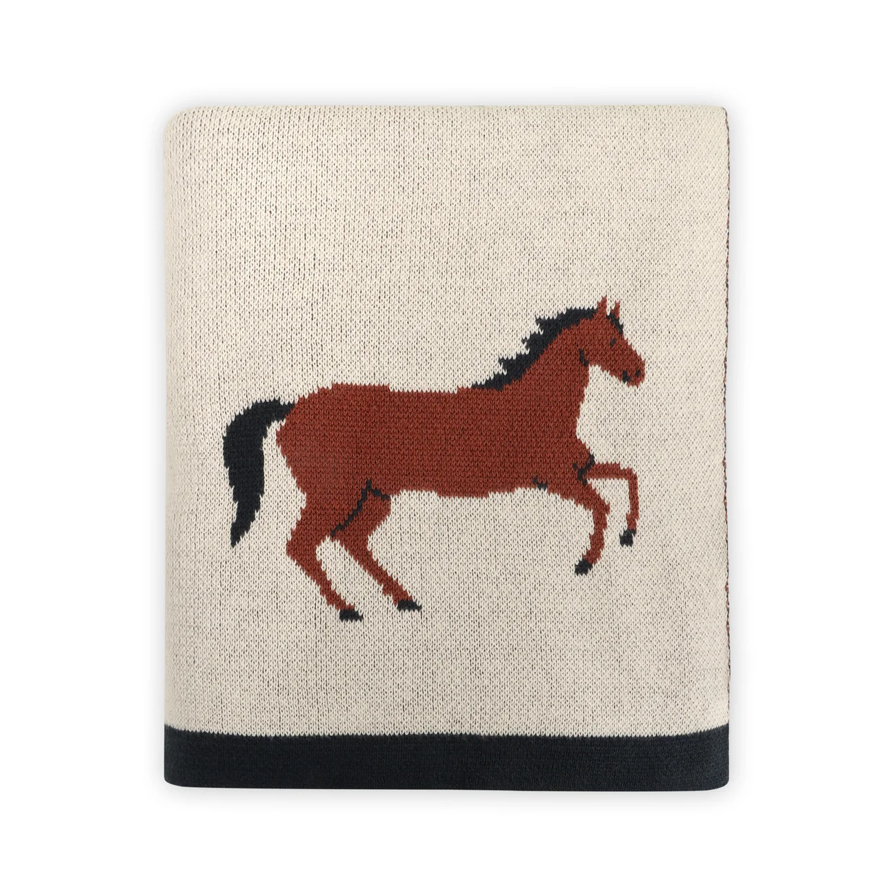 Organic Cotton Jacquard Sweater Knit Baby Blanket - Horse by Viverano Organics - Image 7