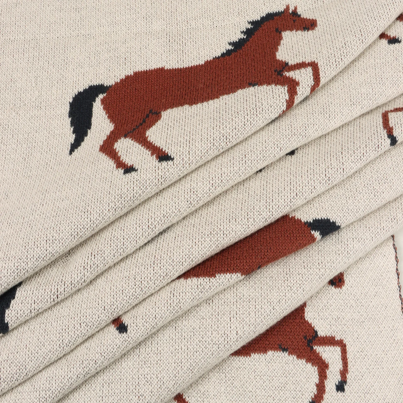 Organic Cotton Jacquard Sweater Knit Baby Blanket - Horse by Viverano Organics - Image 9
