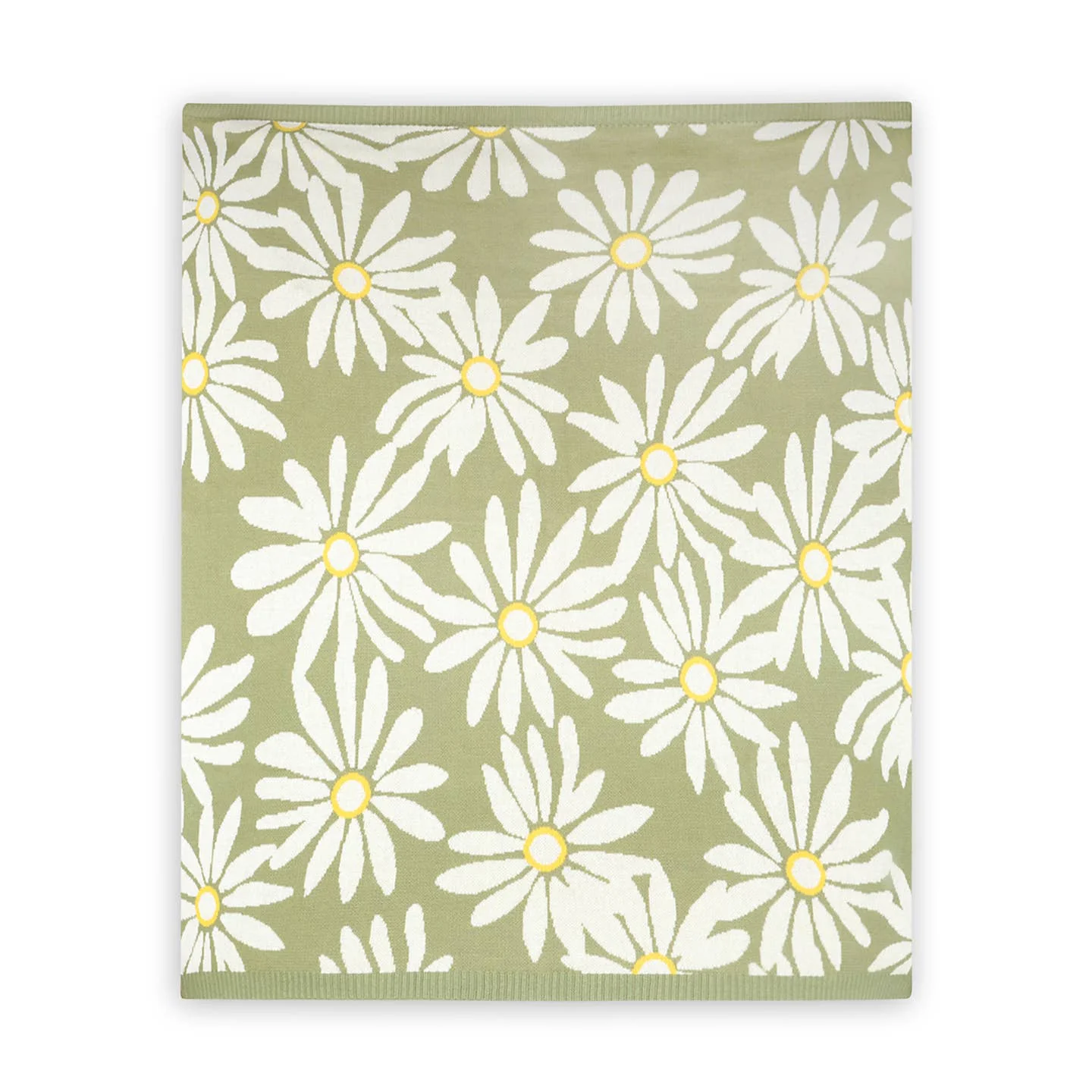 Organic Cotton Jacquard Sweater Knit Baby Blanket - Sage Green Wildflower by Viverano Organics