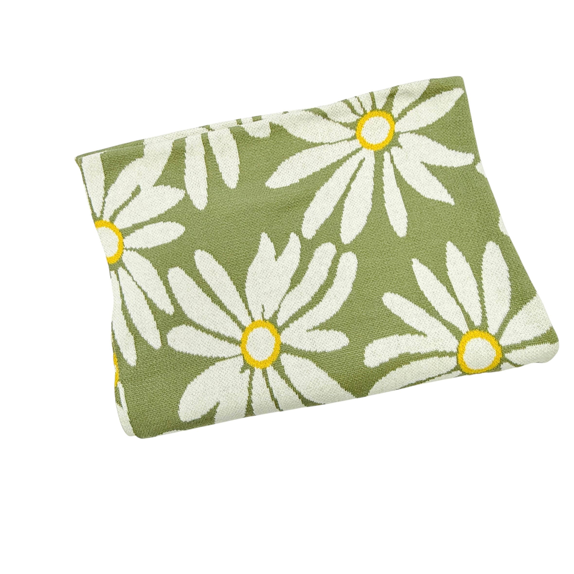 Organic Cotton Jacquard Sweater Knit Baby Blanket - Sage Green Wildflower by Viverano Organics - Image 6