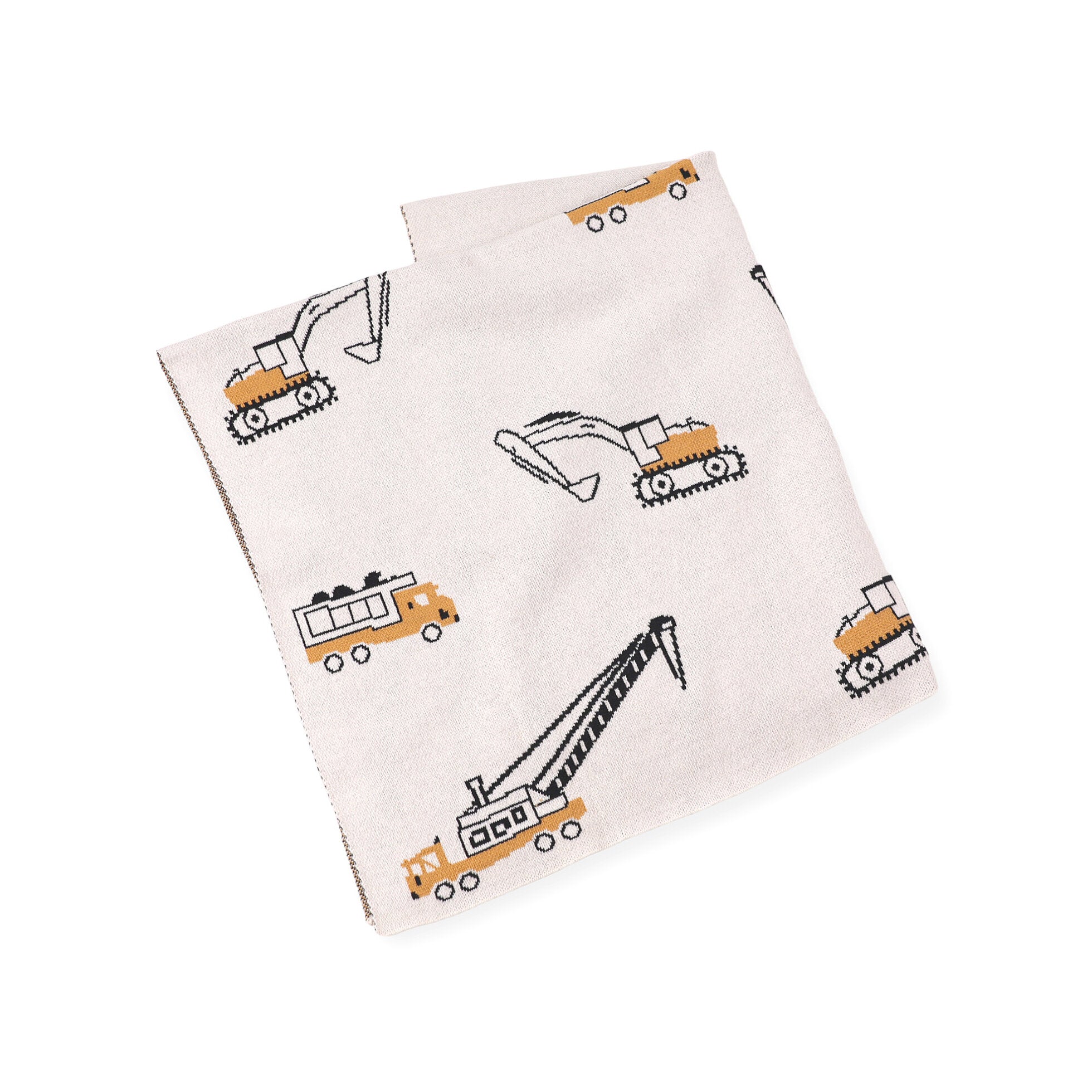 Organic Cotton Jacquard Sweater Knit Baby Blanket - Trucks by Viverano Organics