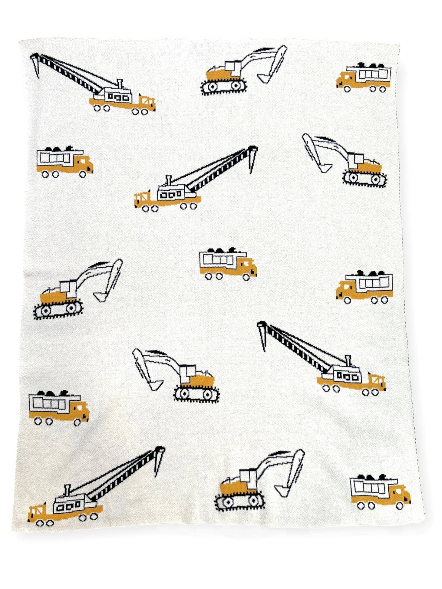Organic Cotton Jacquard Sweater Knit Baby Blanket - Trucks by Viverano Organics - Image 3
