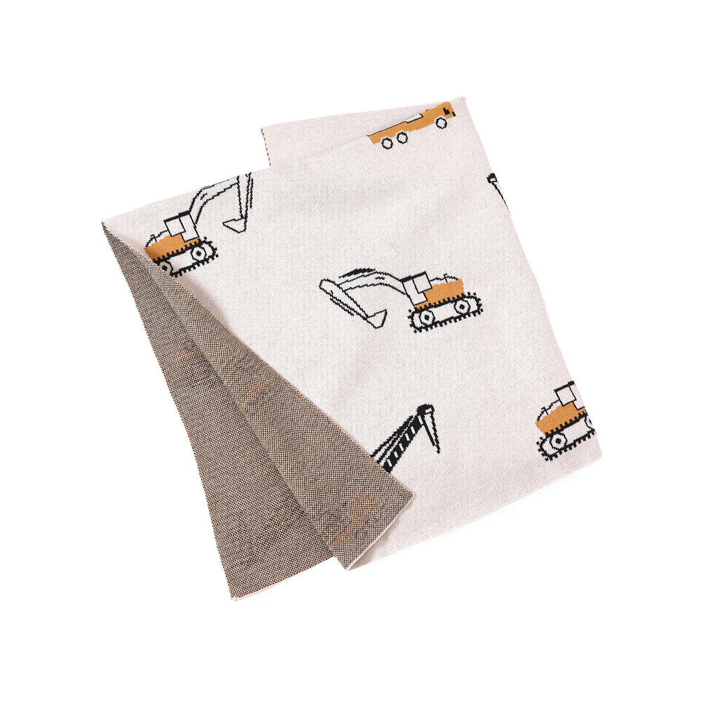 Organic Cotton Jacquard Sweater Knit Baby Blanket - Trucks by Viverano Organics - Image 4