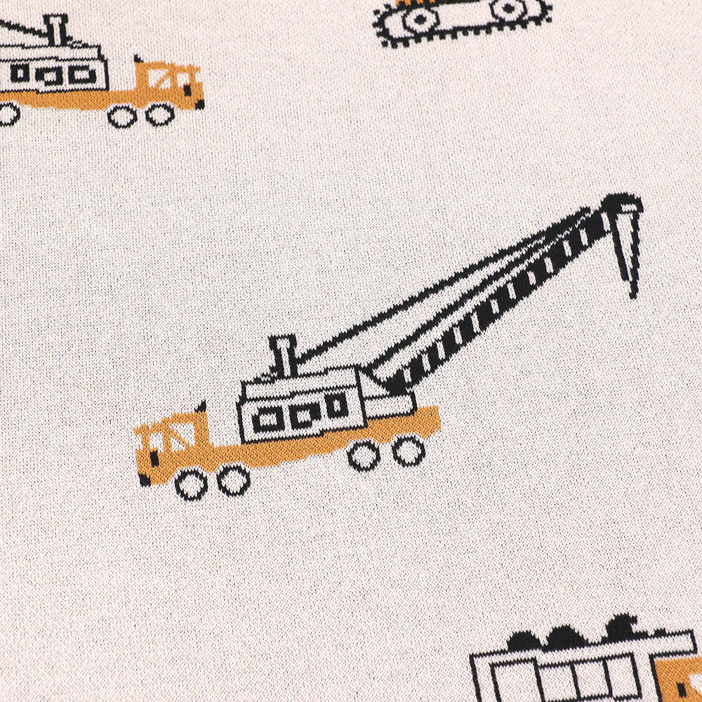 Organic Cotton Jacquard Sweater Knit Baby Blanket - Trucks by Viverano Organics - Image 5