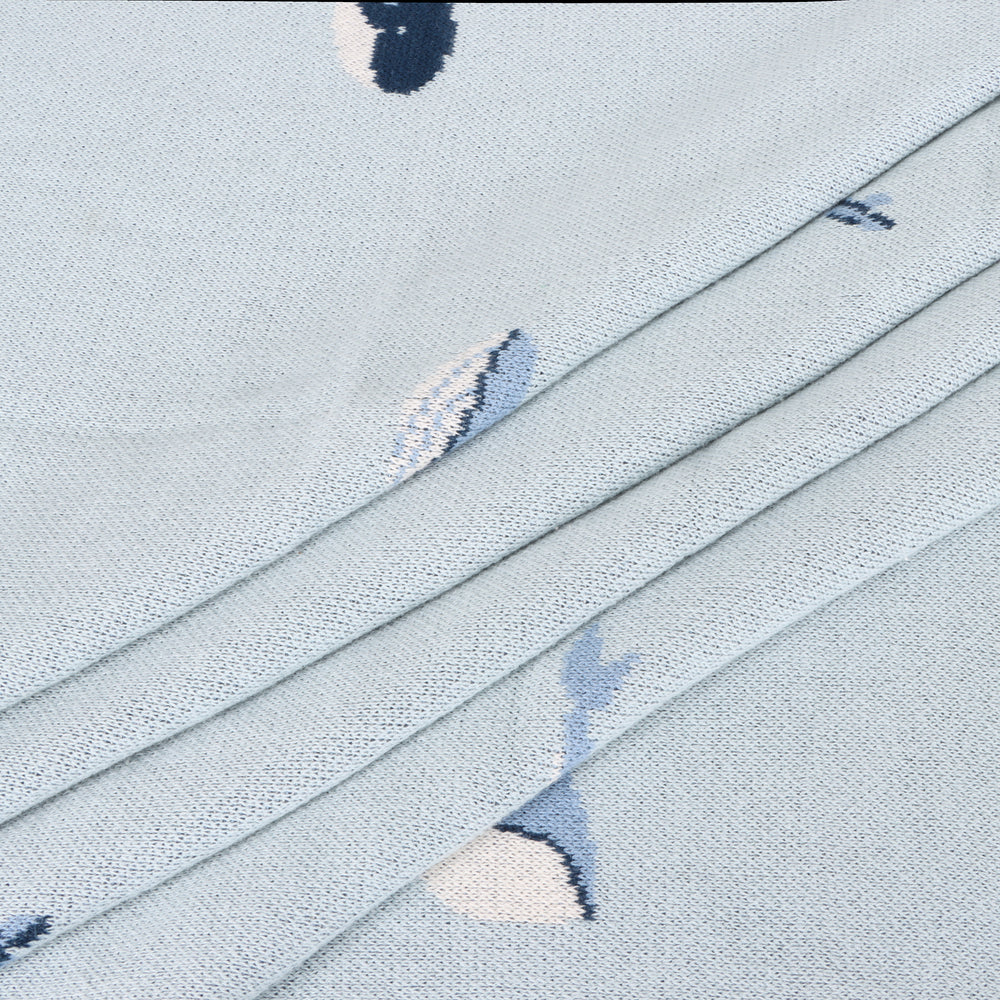 Organic Cotton Jacquard Sweater Knit Baby Blanket - Whales by Viverano Organics - Image 6