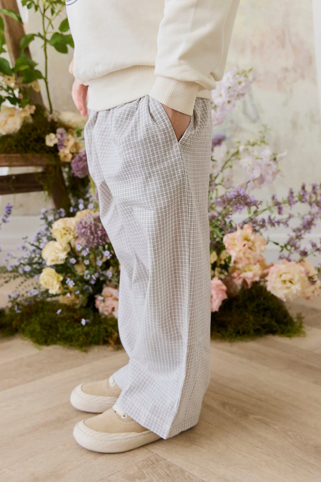 Organic Cotton Kenji Pant - Cloud Check by Jamie Kay - FINAL SALE - Image 6