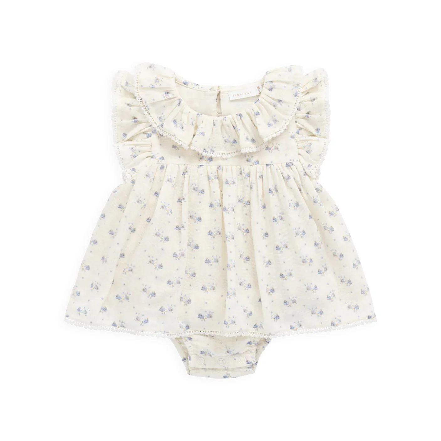 Organic Cotton Muslin Frannie Playsuit-Molly Blue by Jamie Kay