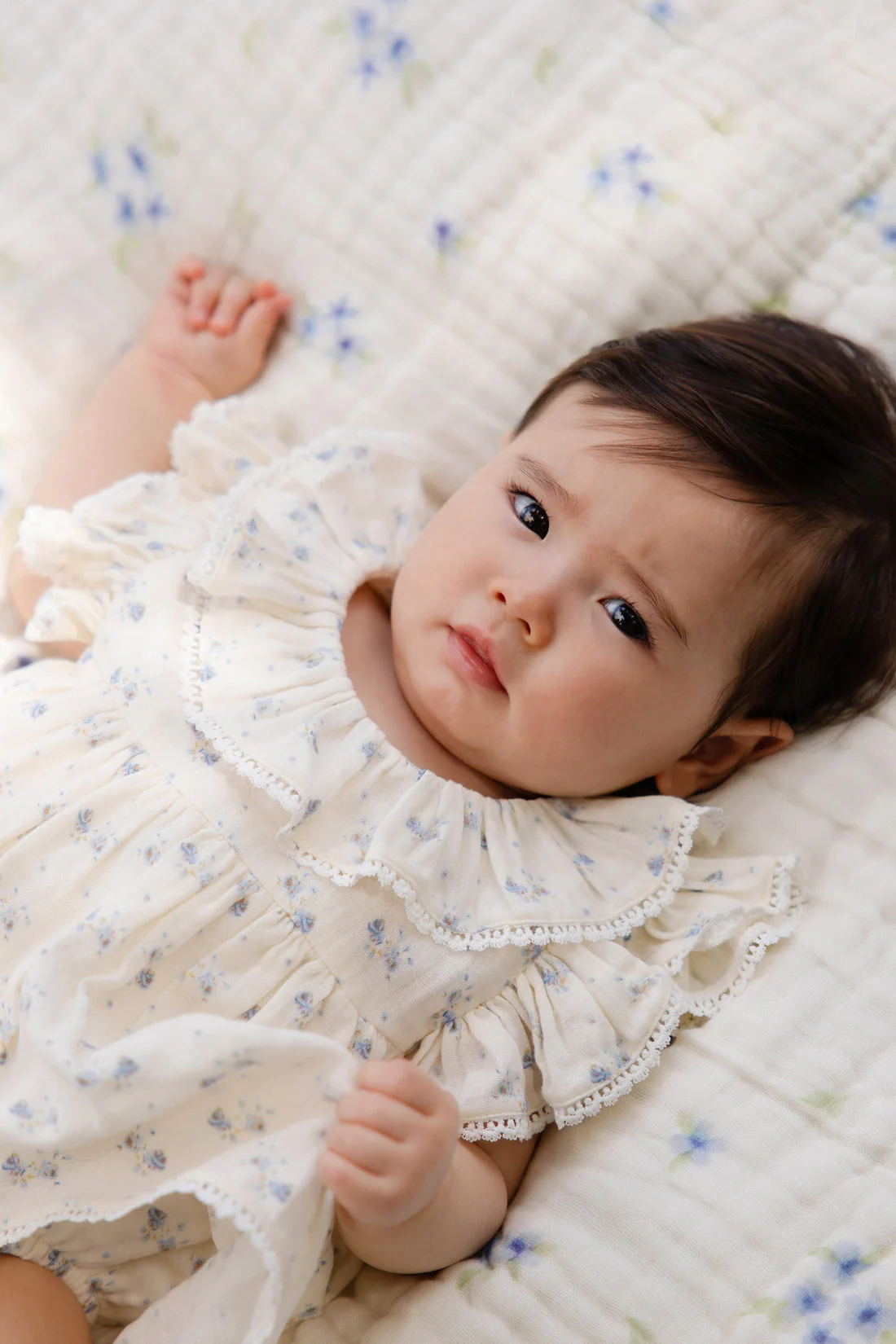 Organic Cotton Muslin Frannie Playsuit-Molly Blue by Jamie Kay - Image 2