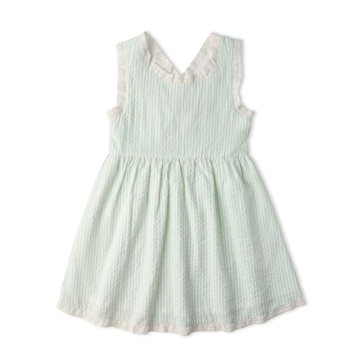 Organic Cross Back Dress - Basil Stripes by Makemake Organics