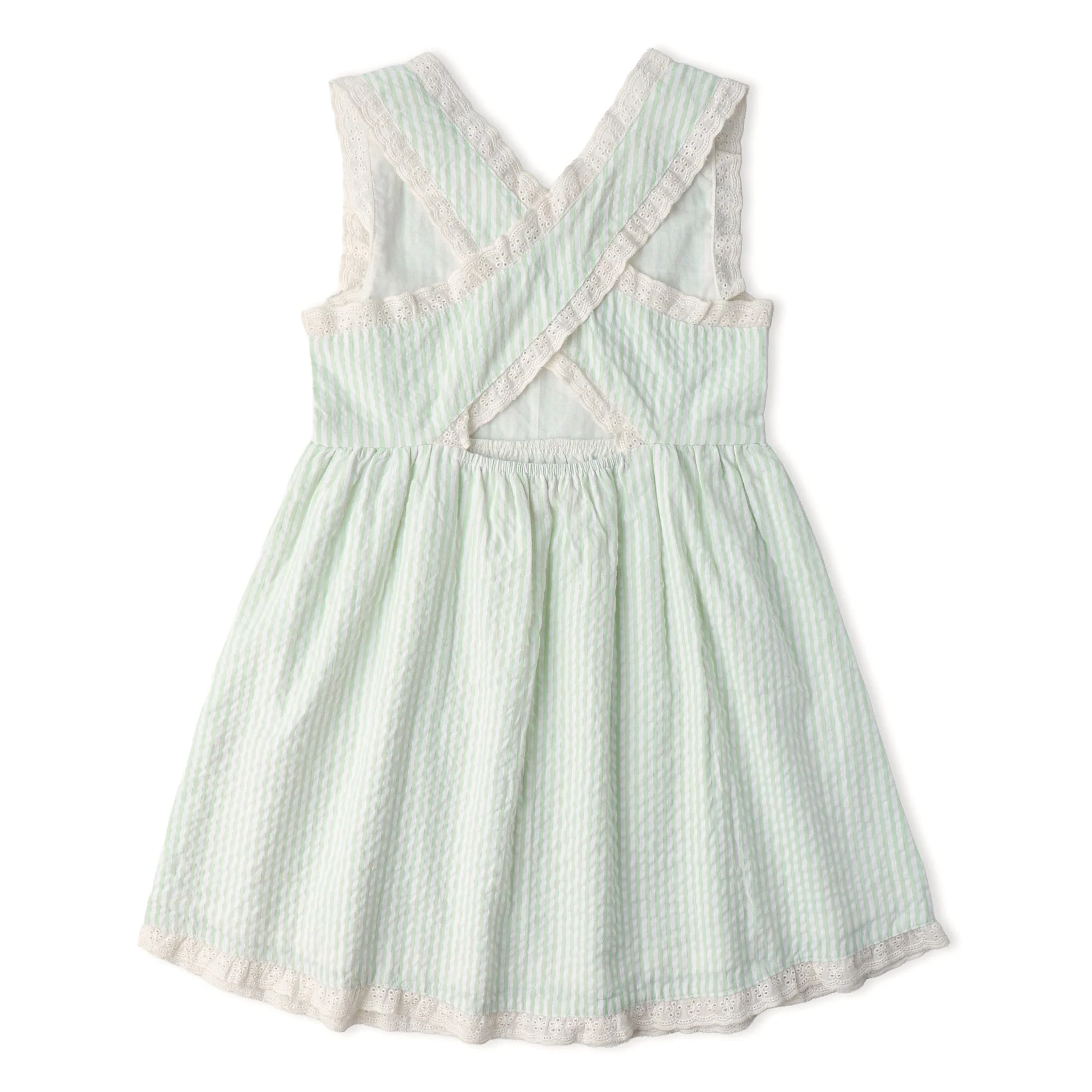 Organic Cross Back Dress - Basil Stripes by Makemake Organics - Image 4