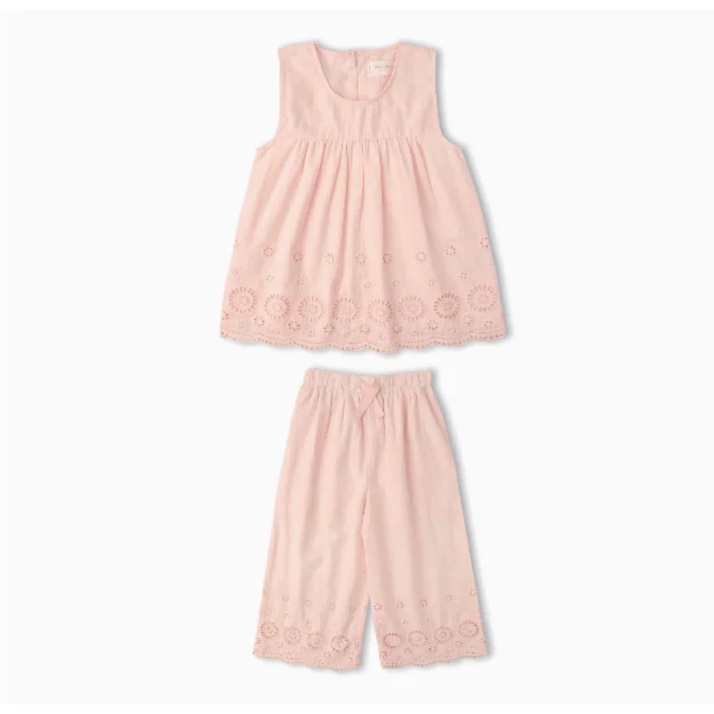 Organic Eyelet Top And Pant Set - Blush Eyelet by Makemake Organics