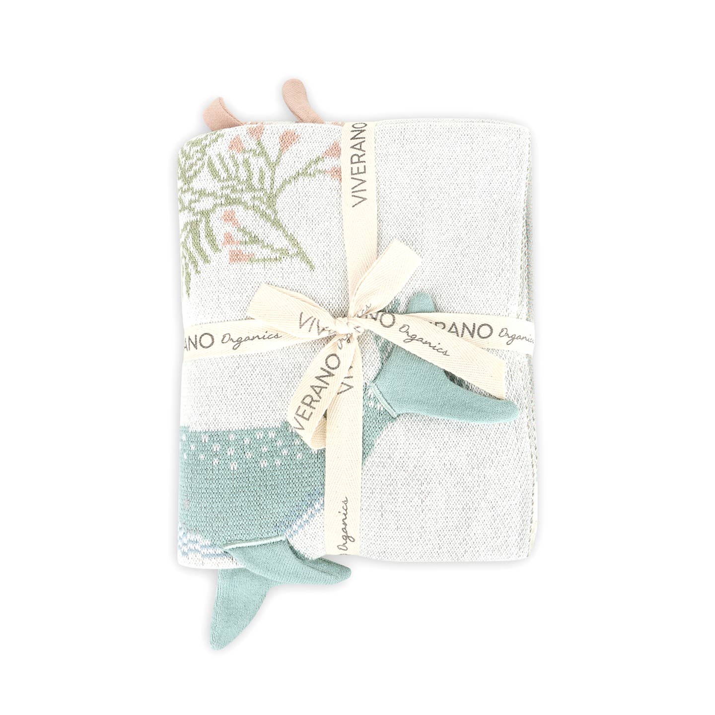 Organic Jacquard Knit Baby Blanket - Ocean Jellyfish 3D by Viverano Organics - Image 2