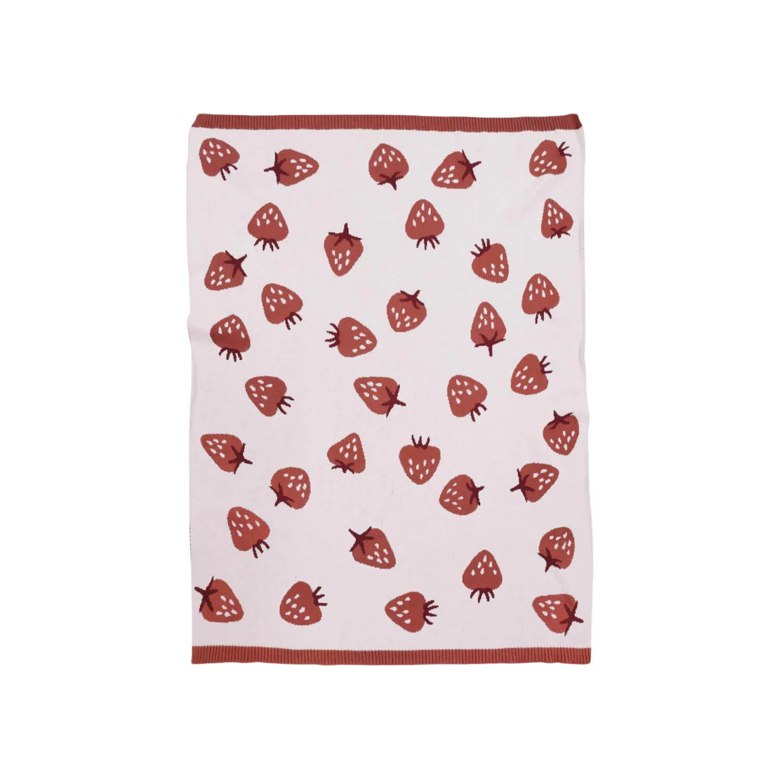 Organic Cotton Blanket - Strawberry by The Blueberry Hill
