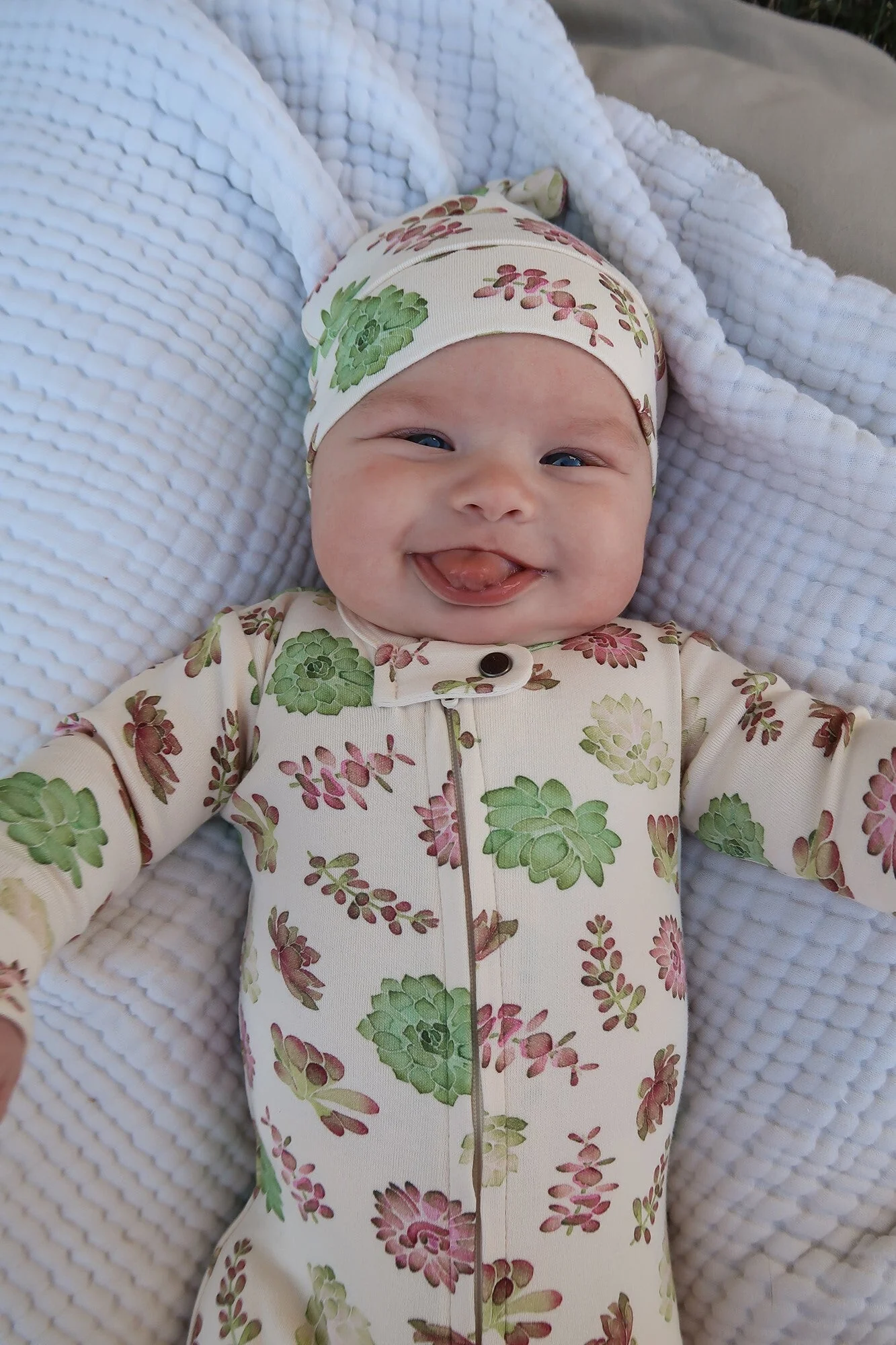 Organic Knotted Hat - Buttercream Succulents by Loved Baby - Image 2