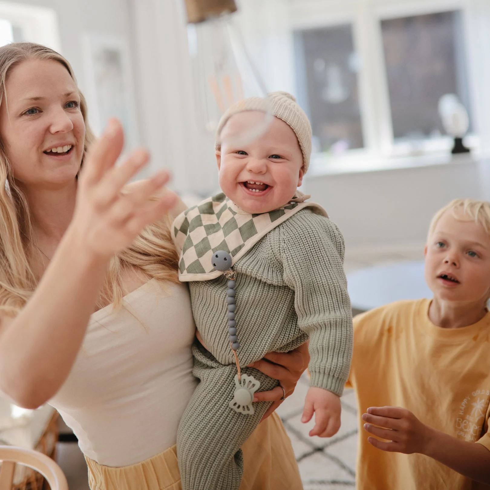 Organic Muslin Bib 2 Pack - Olive Check/Natural Check by Mushie & Co - Image 2