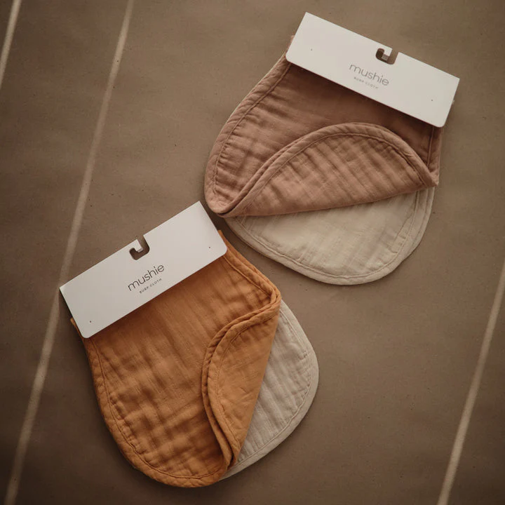 Organic Muslin Burp Cloth 2 Pack - Blush/Fog by Mushie & Co - Image 2