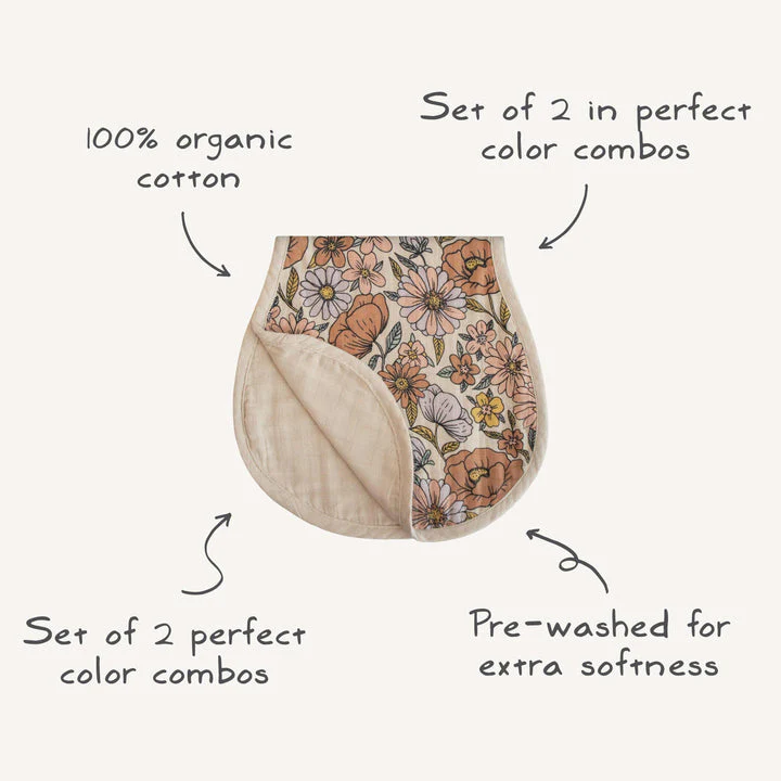 Organic Muslin Burp Cloth 2 Pack - Blush/Fog by Mushie & Co - Image 6