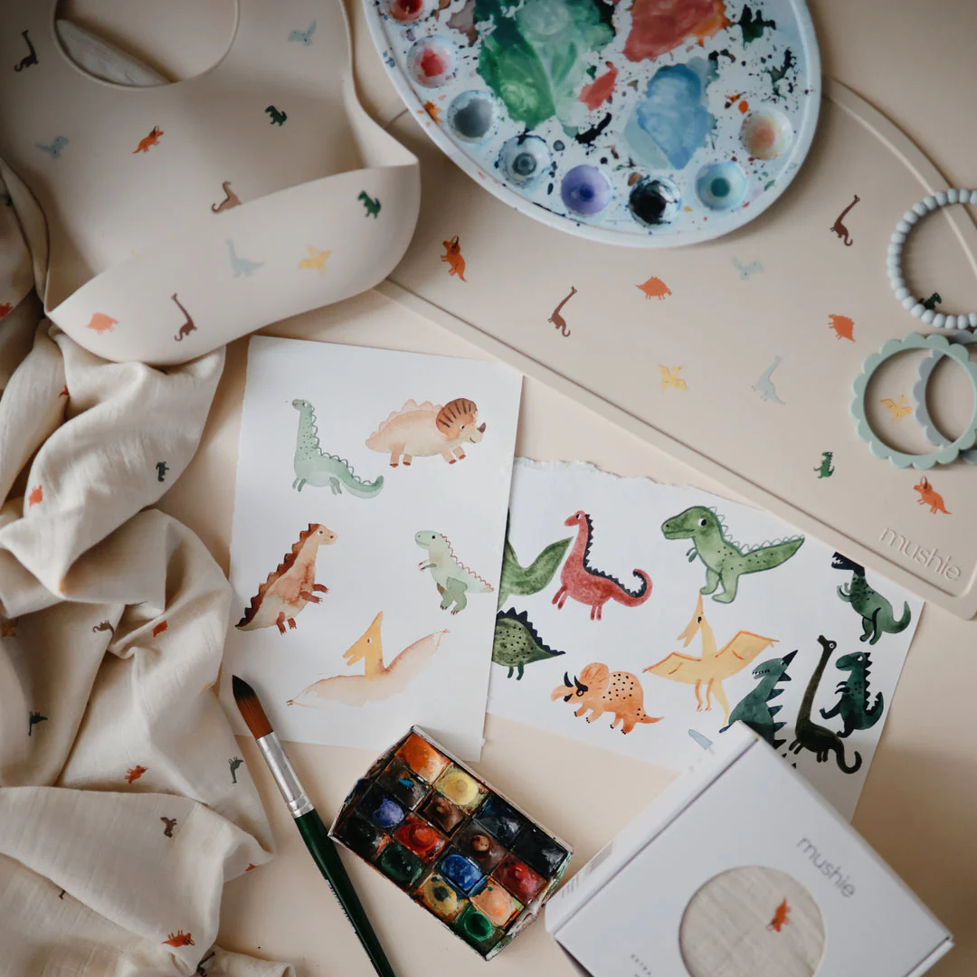 Organic Muslin Swaddle - Dinosaurs by Mushie & Co - Image 3
