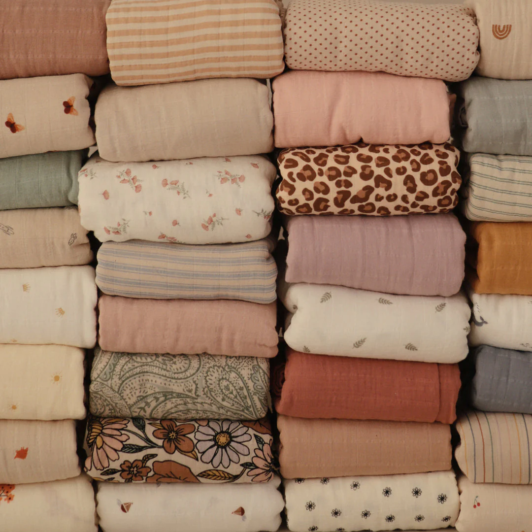 Organic Muslin Swaddle - Retro Check by Mushie & Co - Image 6