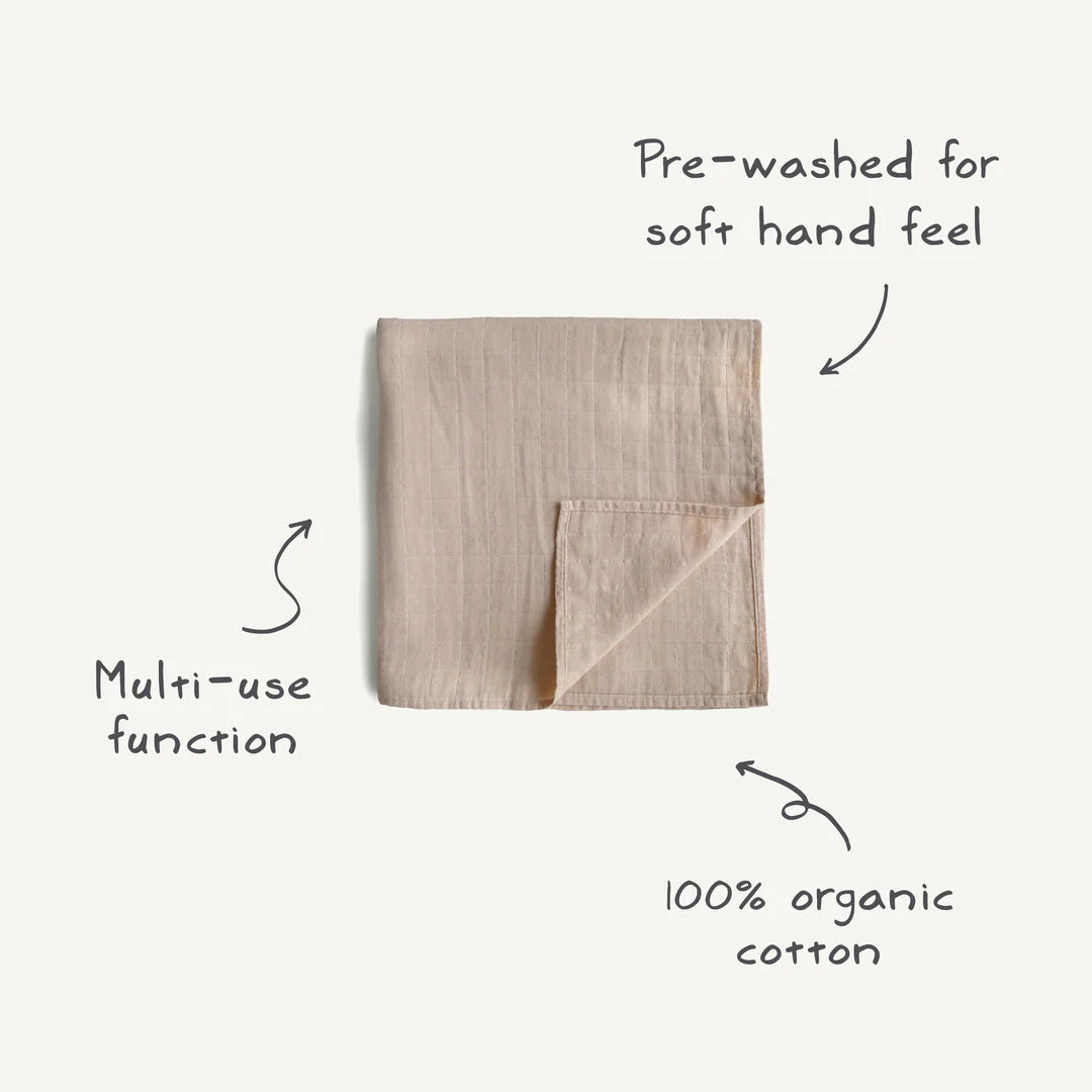 Organic Muslin Swaddle - Retro Check by Mushie & Co - Image 7
