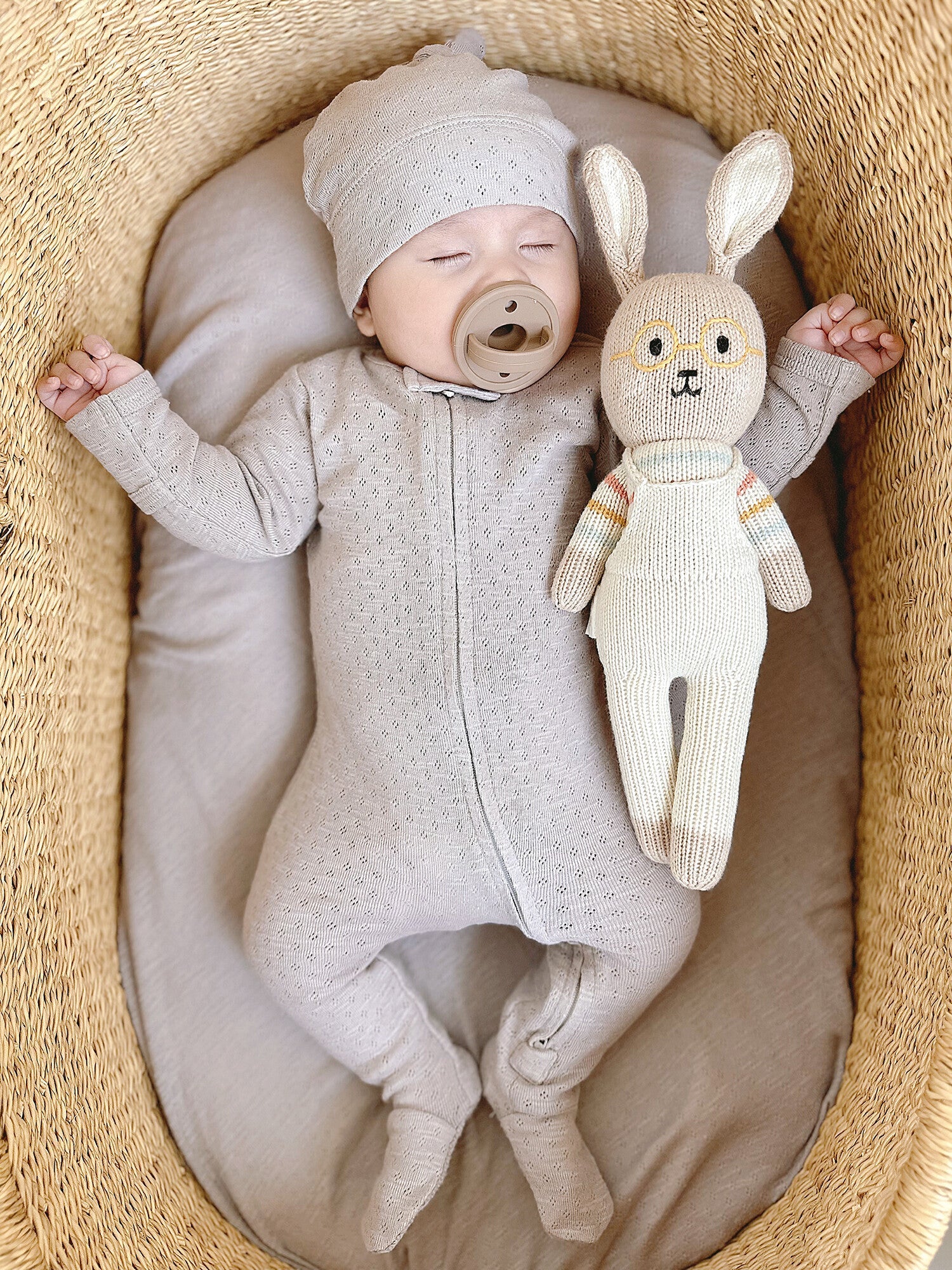 Organic Pointelle 2-Way Zipper Footie - Cloud by Loved Baby - Image 3